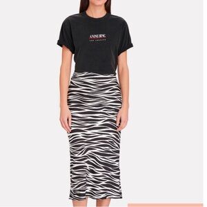 Anine Bing Black and White Zebra Midi Skirt